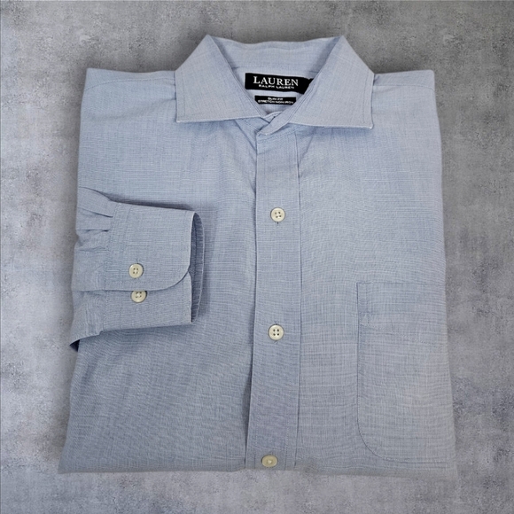 Ralph Lauren Black Label Slim Fit Blue Button Down Dress Shirt Size 16 Men's P33 - Picture 1 of 8